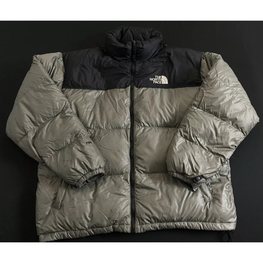 Mens The North Face 1996 Retro Nuptse Jacket Black Grey Puffer 700 Down XXL RARE
